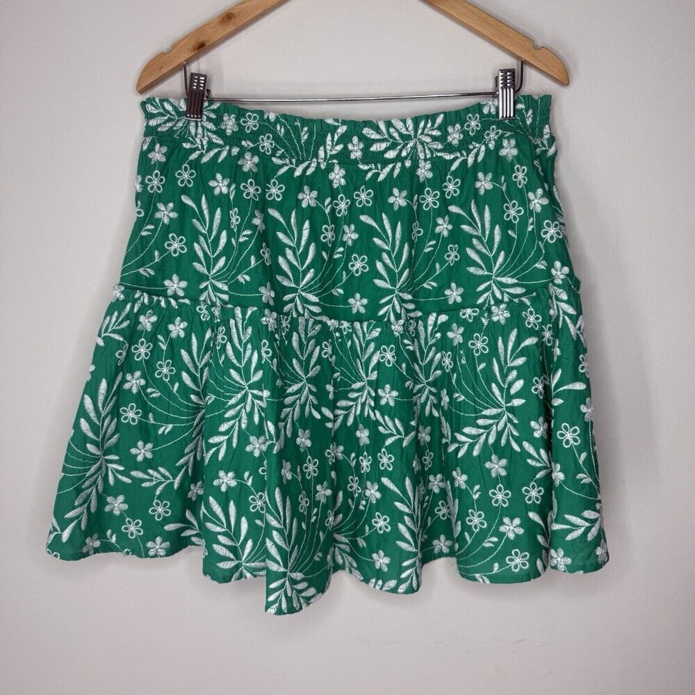Draper James Green And White Floral Tropical Stretchy Skirt XXL 2X Plus Size